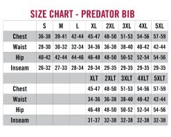 Striker Ice - Men's Predator Bibs - Black / Charcoal -Ice Fishing Equipment Store 21525X Predator Bib Size Chart 1800x1800 88090.1629908122
