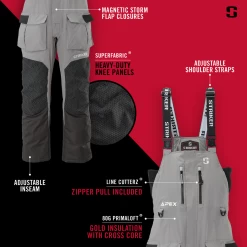 Striker Ice - Men's Apex Bib - Smoke -Ice Fishing Equipment Store Apex bib info1 1800x1800 18127.1629906078