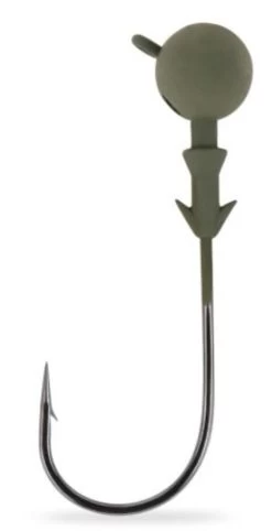 Mustad Elite Football Jig Head - 1X Strong - 1/2oz - 4/0 Matte Olive Green